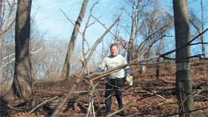 Phil Martineau punches in at Point 5 of 12 in a 7km orienteering course in Western Pennsylvania.