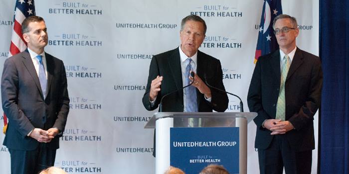 (Left to right:) UnitedHealth Group CEO Dave Wichmann, Ohio Governor John Kasich and UnitedHealthcare Medicare & Retirement CEO for Ohio Rick Dunlop