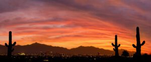 A vibrant sunset over Phoenix Arizona