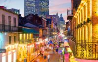 Pubs and bars with neon lights in the French Quarter, New Orleans