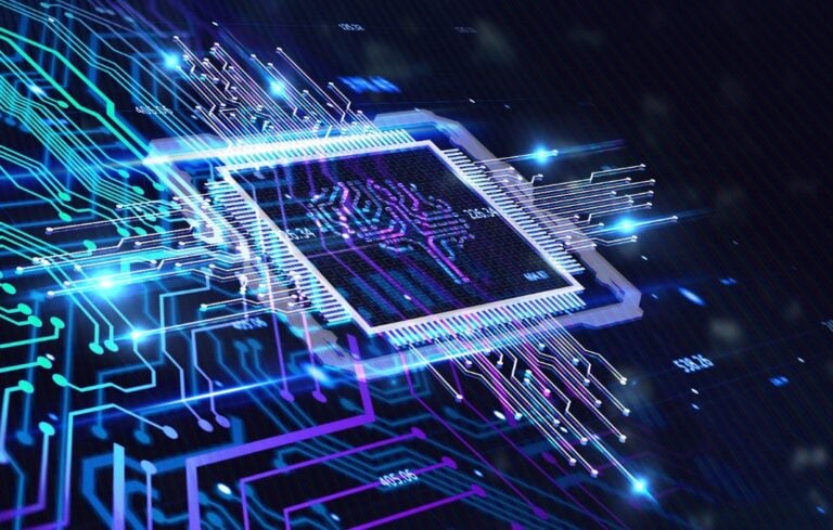 Artificial intelligence (AI), machine learning and modern computer technologies concepts.