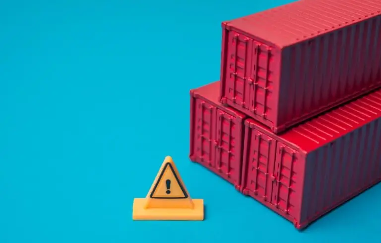 Containers shipping and emergency warning sign.