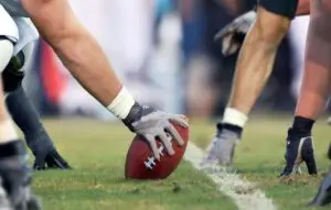 American football players ready to start the game