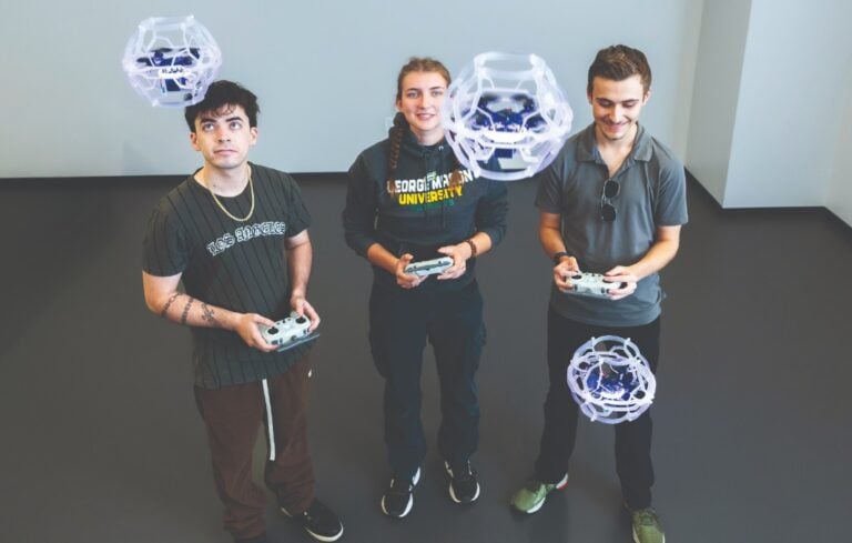 George Mason University students flying drones