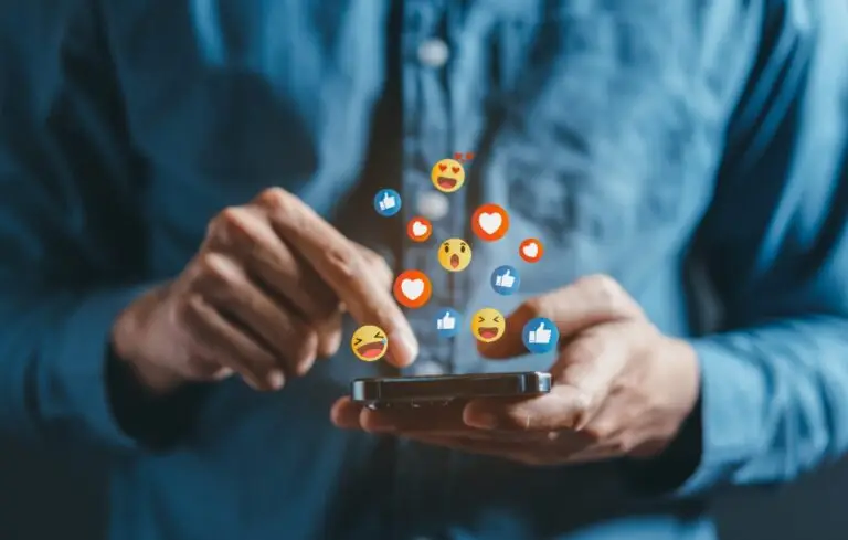 man using smart phone with Social media