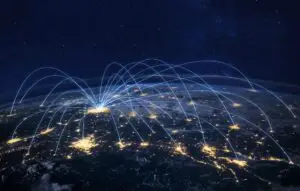 distribution and delivery concept, global business communication network
