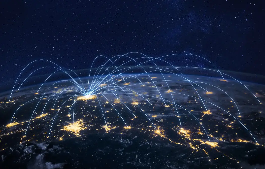 distribution and delivery concept, global business communication network