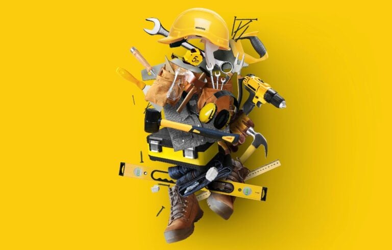 Construction tools and instruments, a concept on the theme of tools